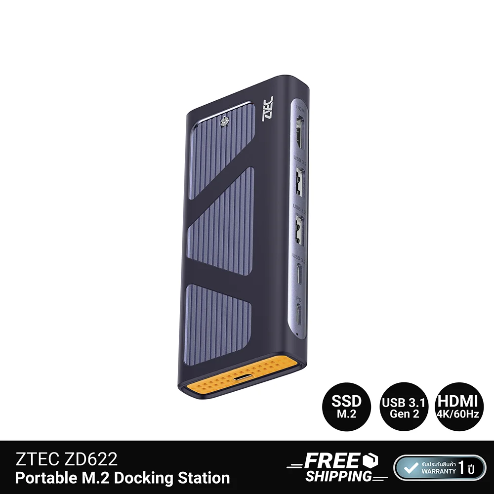 6 in 1 Portable M.2 ZTEC ZD622 USB-C 10Gbps