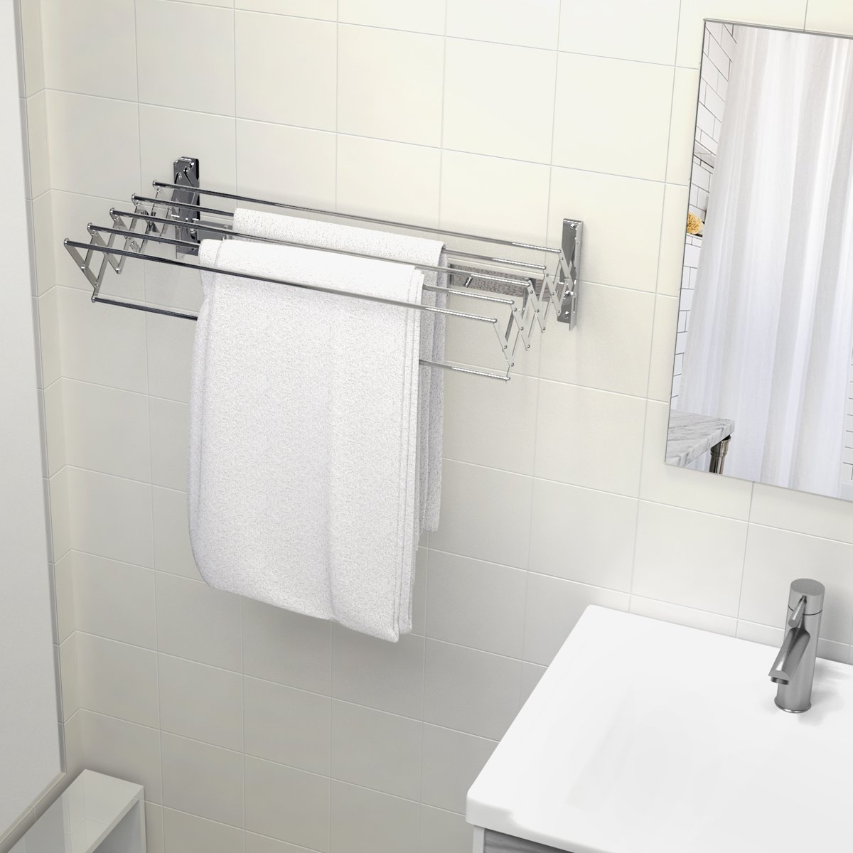FOLDING STAINLESS STEEL WALL MOUNTED TOWEL RACK wspbath