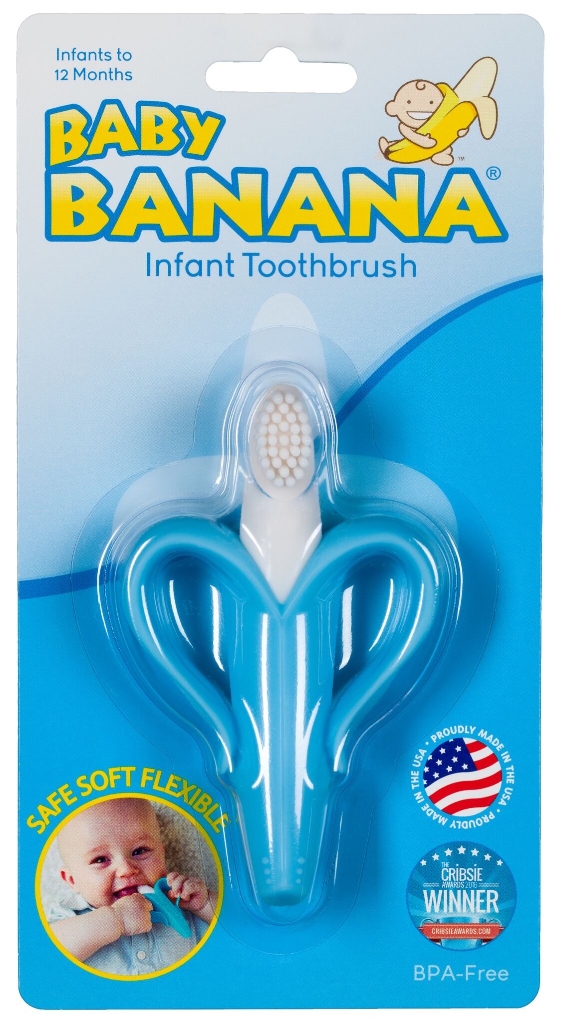 Baby Banana แปรงสีฟัน สำหรับเด็ก 3 เดือนขึ้นไป -สีฟ้า