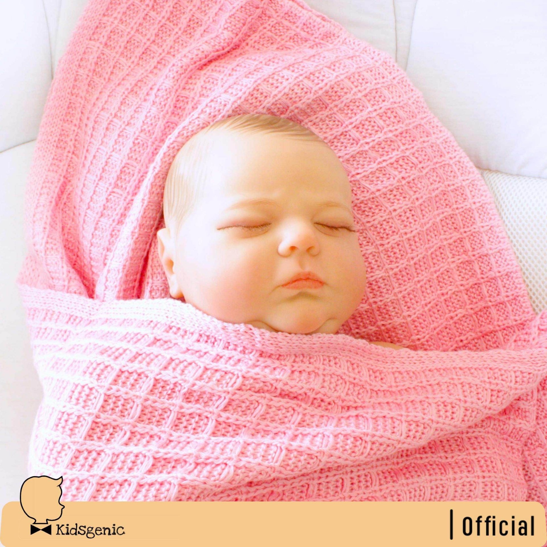 ผ้าห่มเด็ก ผ้าห่มทารก ผ้าห่มใยไผ่ ถักลายวาฟเฟิล ผลิตจากใยไผ่ 100%