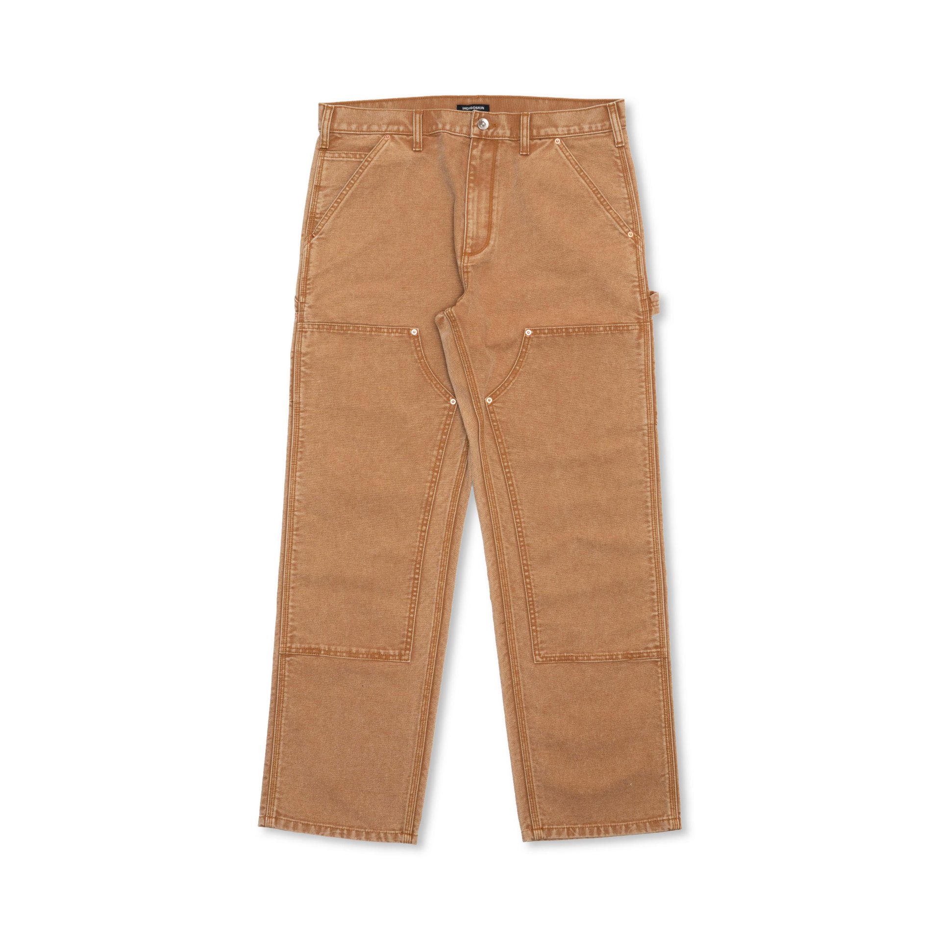 Indigoskin Vintage Double Knee Pants (Khaki vintage washed)