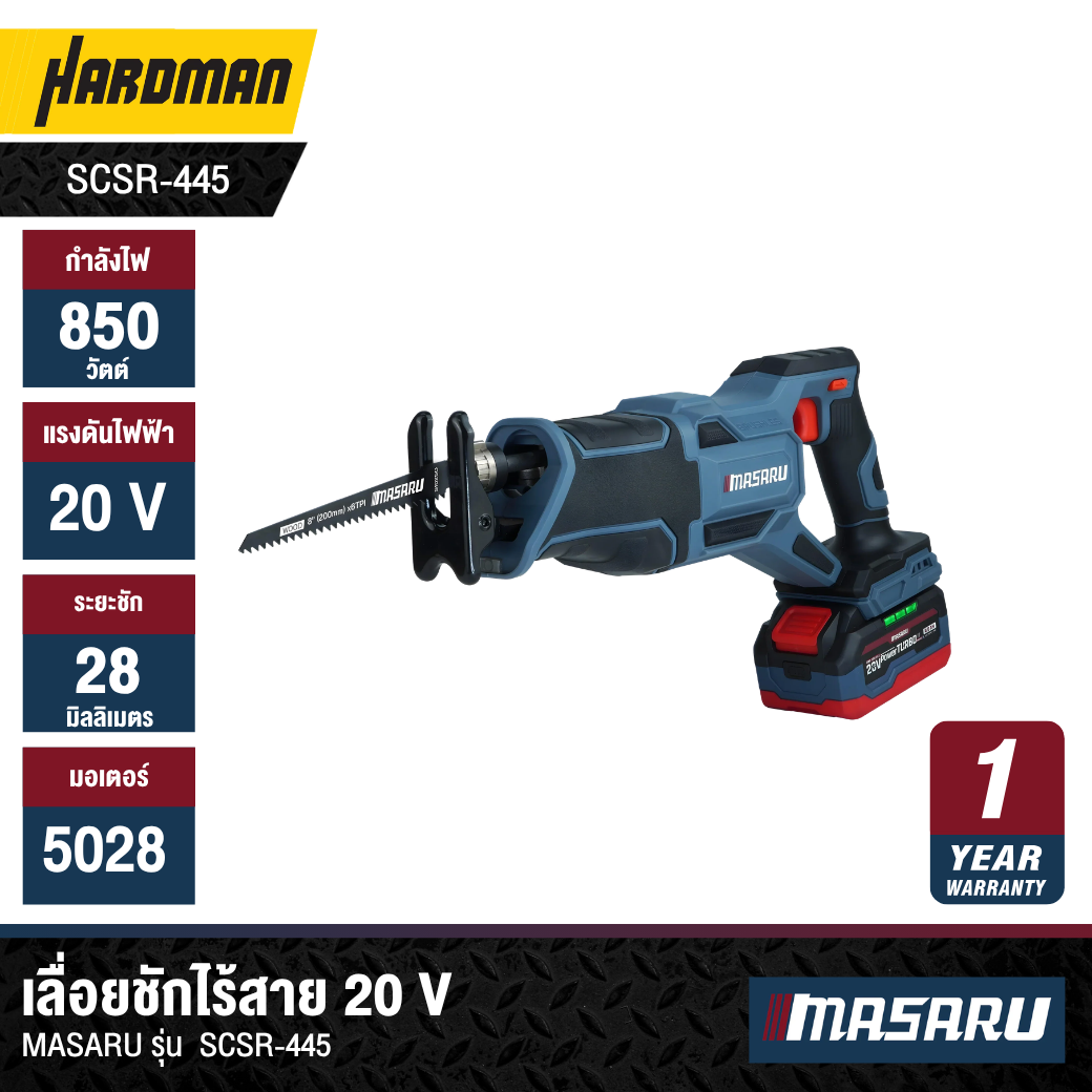 MASARU 20V Brushless Cordless Reciprocating Saw Model SCSR-445