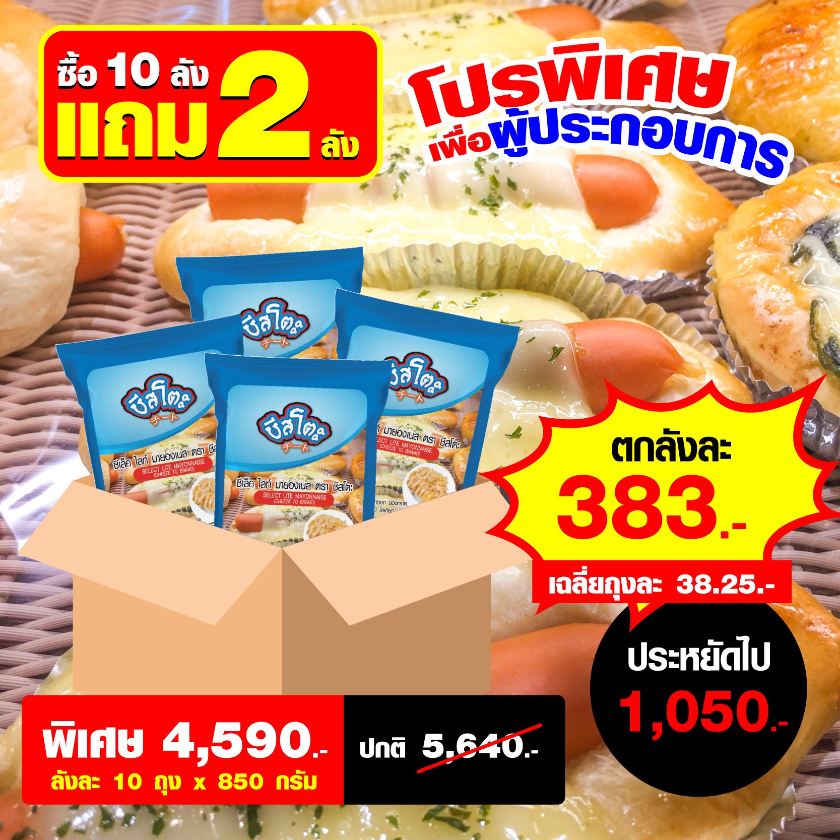 Mayonnaise select lite 850 g. ( Cheeze-To brand)  buy 10 carton get  2 carton free.