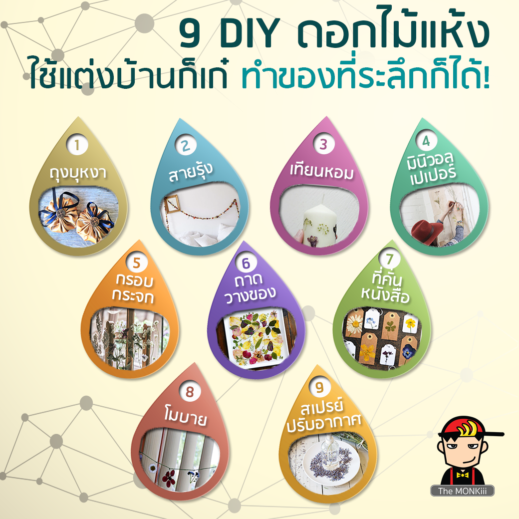 9 DIY ดอกไม้แห้ง ใช้แต่งบ้านก็เก๋ ทำของที่ระลึกก็ได้!