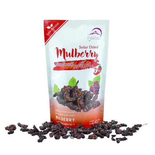 มัลเบอรี่อบแห้ง รสจิ๊ดจ๊าด ตราภูดอย Mulberry dry flavor Spicy salt  brand phudoi