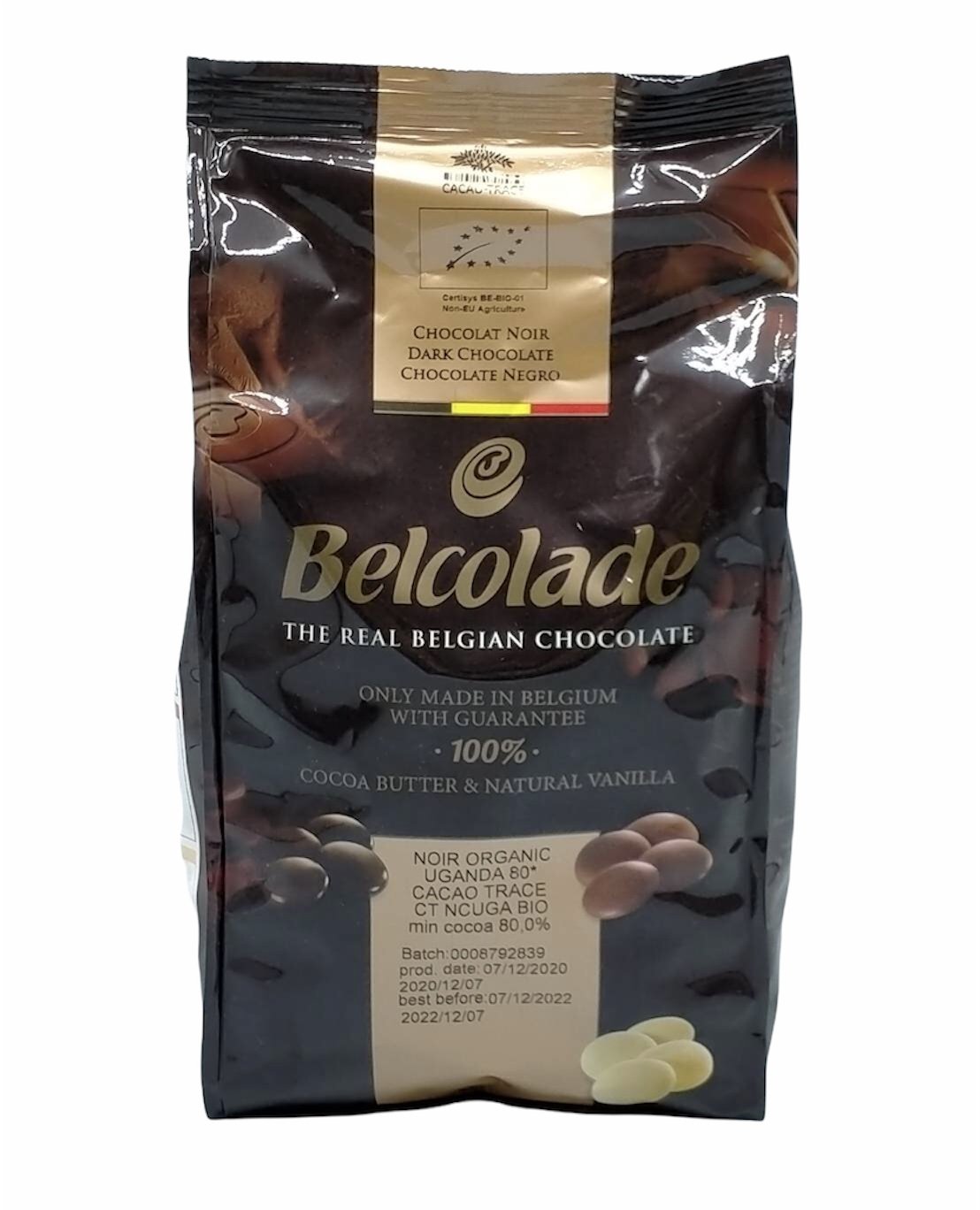 Belcolade Dark Chocolate 80%, Noir Organic Uganda (CT NCUGA Bio)