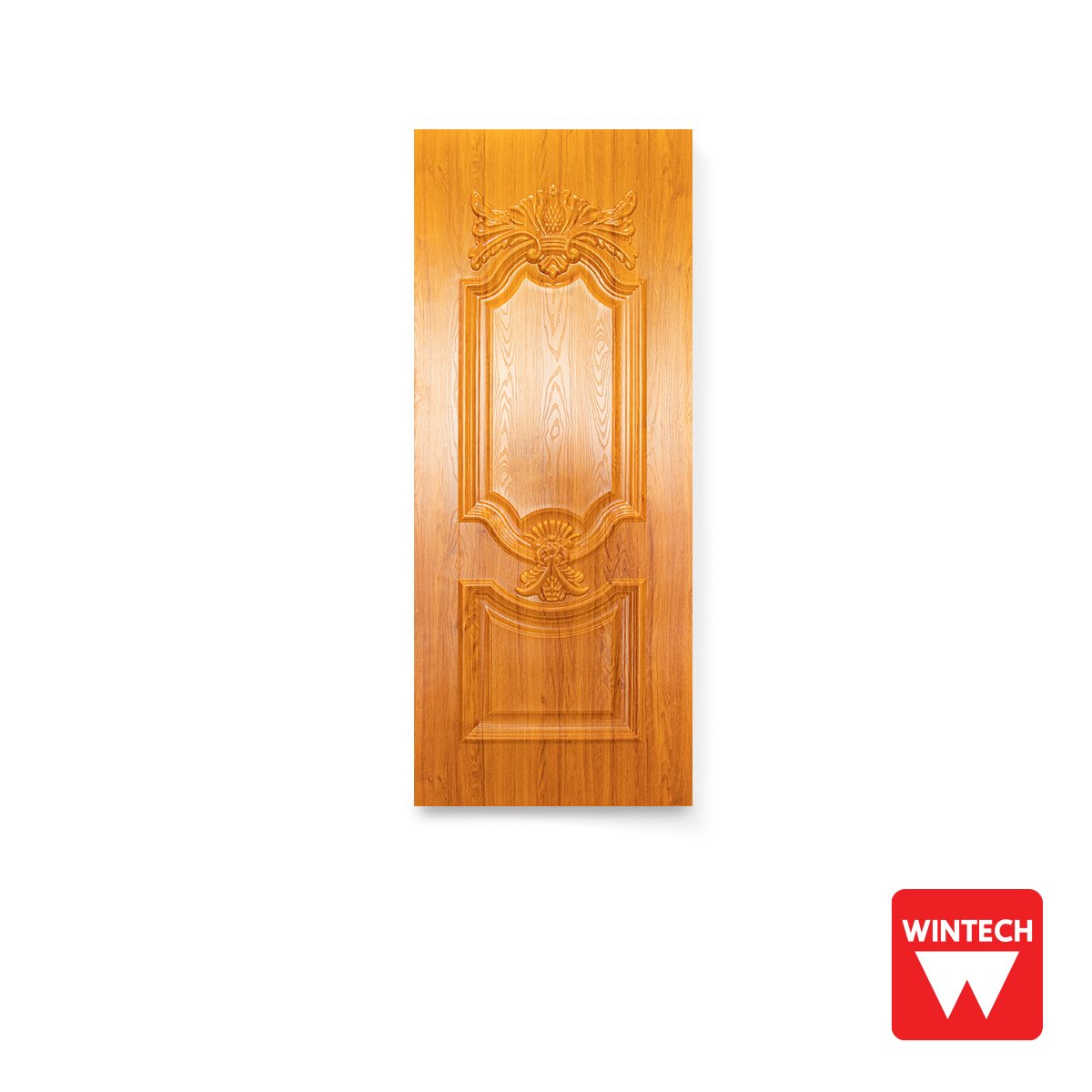 ๊UPVC Solid Door, 2 mullions, with Golden Teak Pattern, Wintech