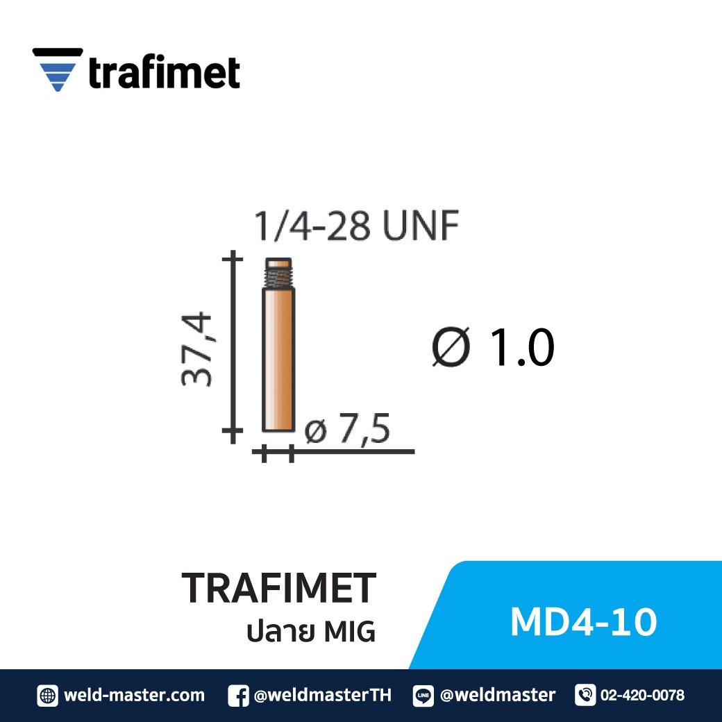 "TRAFIMET" MD4-10 ปลายMIG D1.0mm M3/4
