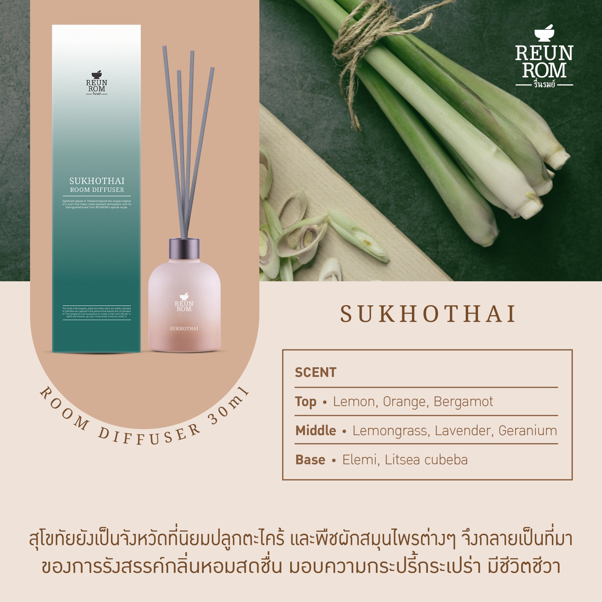 Room Diffuser 30ml Sukhothai - Reunrom