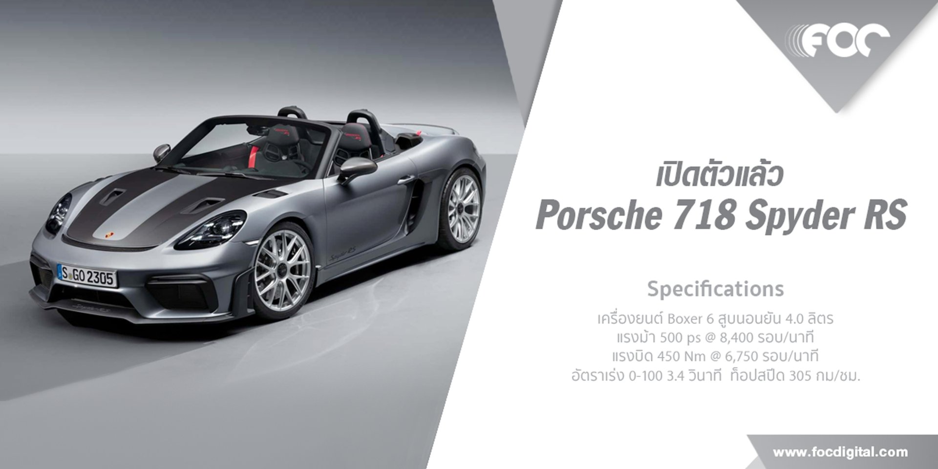 เปิดตัวแล้ว 718 Spyder RS รุ่นสุดท้ายที่ใช้เครื่องยนต์สันดาบ ก่อนอําลาไปสู่เจนหน้าที่ใช้ไฟฟ้าล้วน