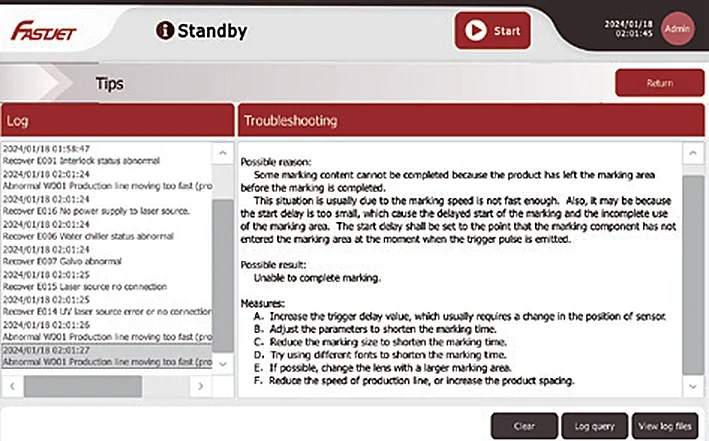 หน้าจอ Quick Troubleshooting Guide ของ FCPilot