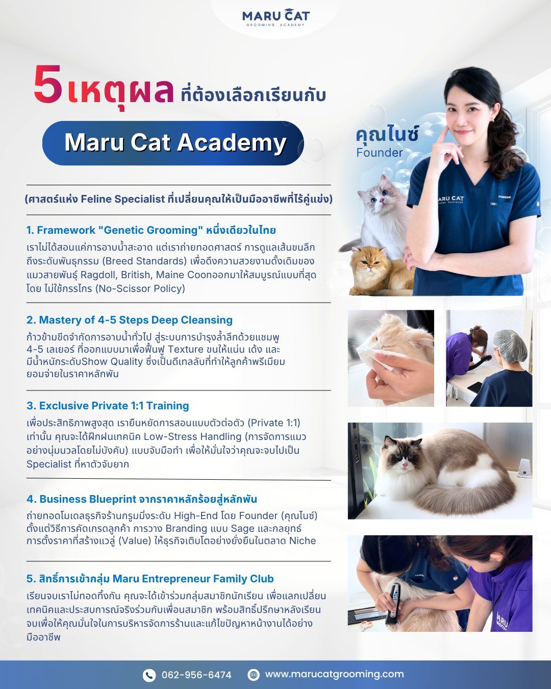 5 เหตุผลที่ต้องเรียนอาบน้ำแมวที่ Maru Cat Academy