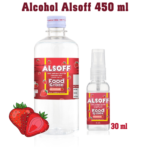 ALSOFF ALCOHOL 450 มล. แพ็คคู่สเปรย์ 30 ซีซี กลิ่นสตอเบอร์รี่