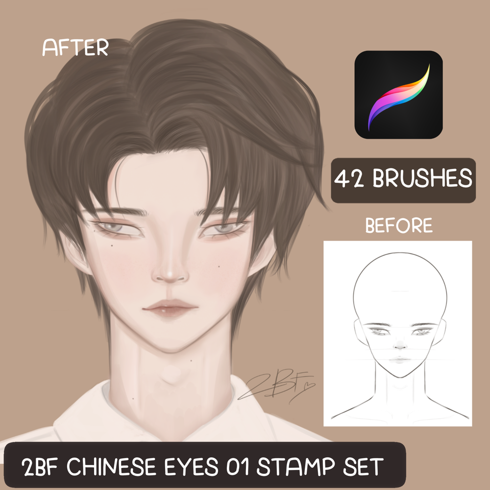 2BF Chinese Eyes 01 Stamp Set |PROCREAT BRUSHED|