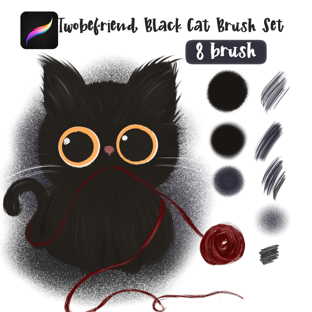 Twobefriend Black Cat Brush Set Set |PROCREAT|
