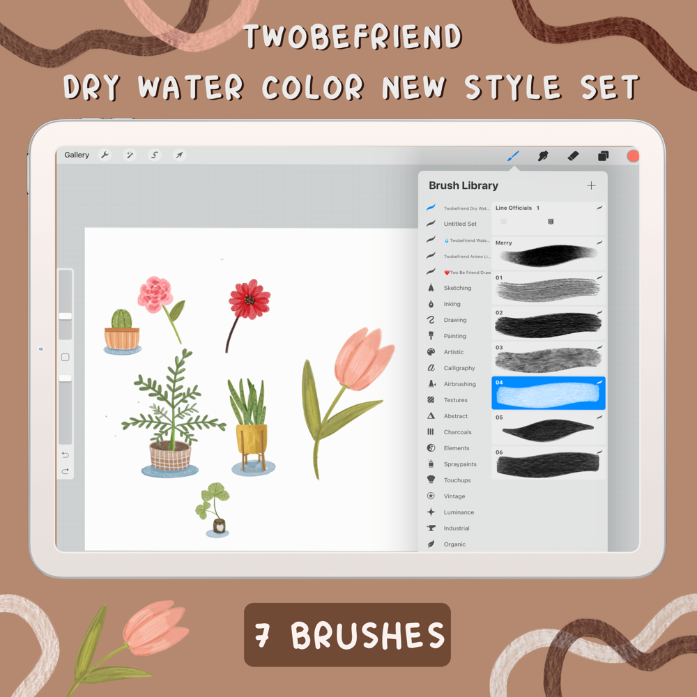 Twobefriend Dry Water Color New Style Set|PROCREAT BRUSHES|