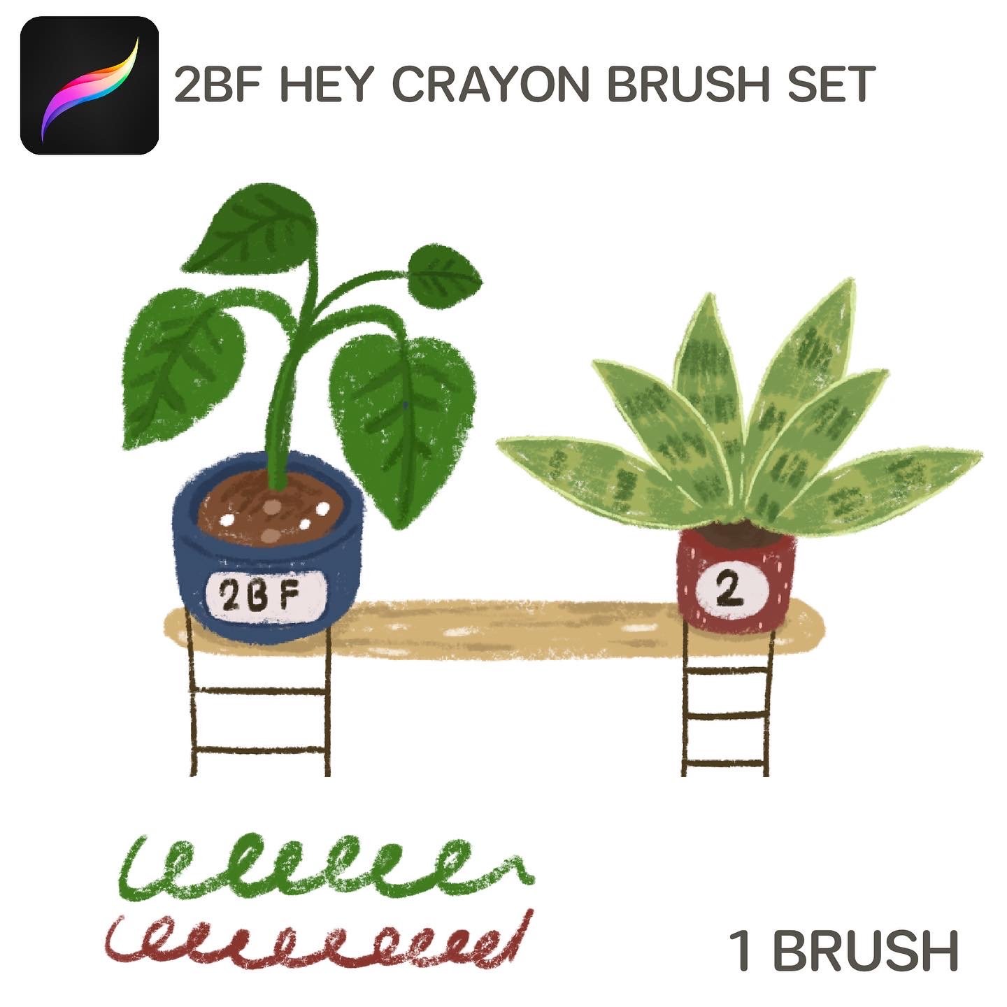 2BF Hey crayon Brush set | PROCREATE BRUSH