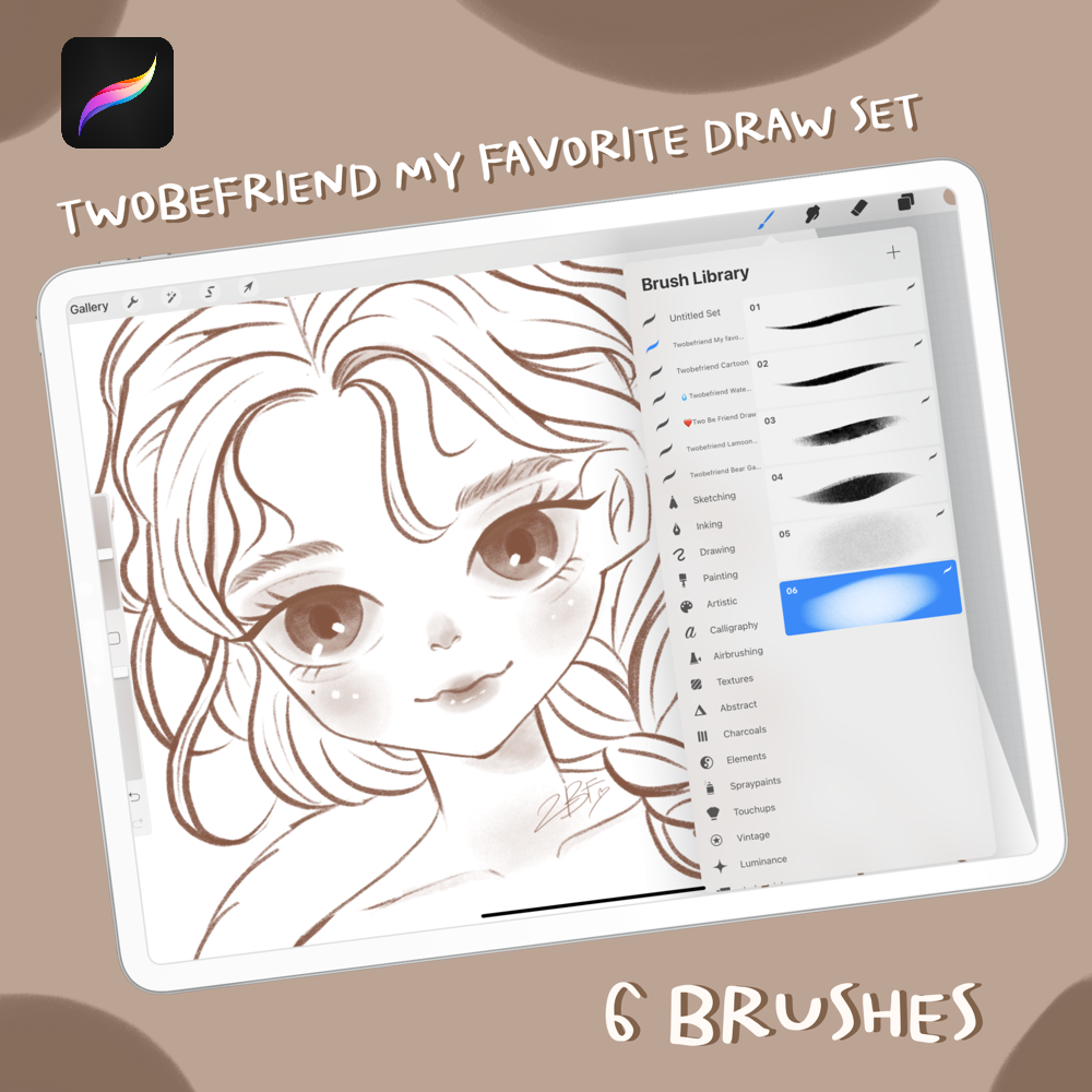 Twobefriend My favorite Draw Set |PROCREAT BRUSHED|