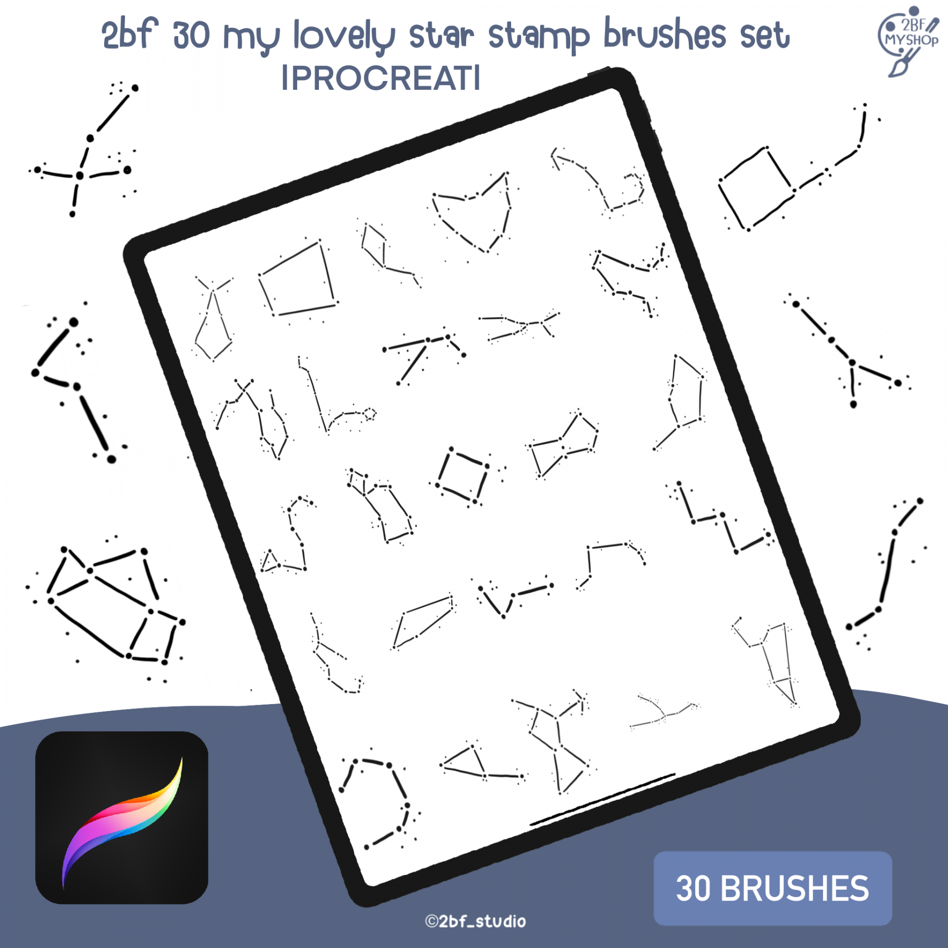 2bf 30 my lovely star stamp brushes set   |PROCREAT BRUSHED|