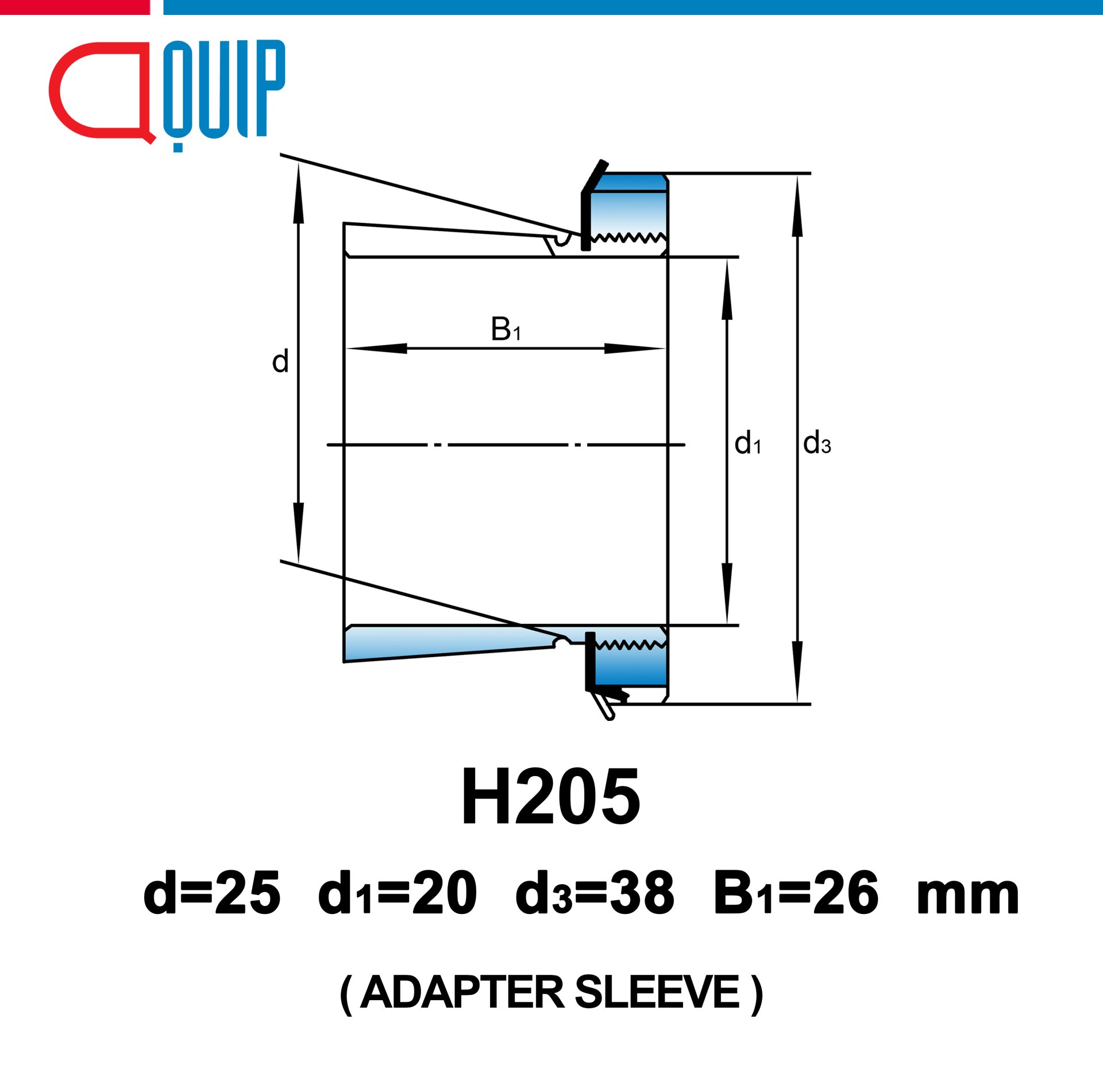 H205 H205 UBC ADAPTER SLEEVE ขนาด 20 มม. - aquipthai