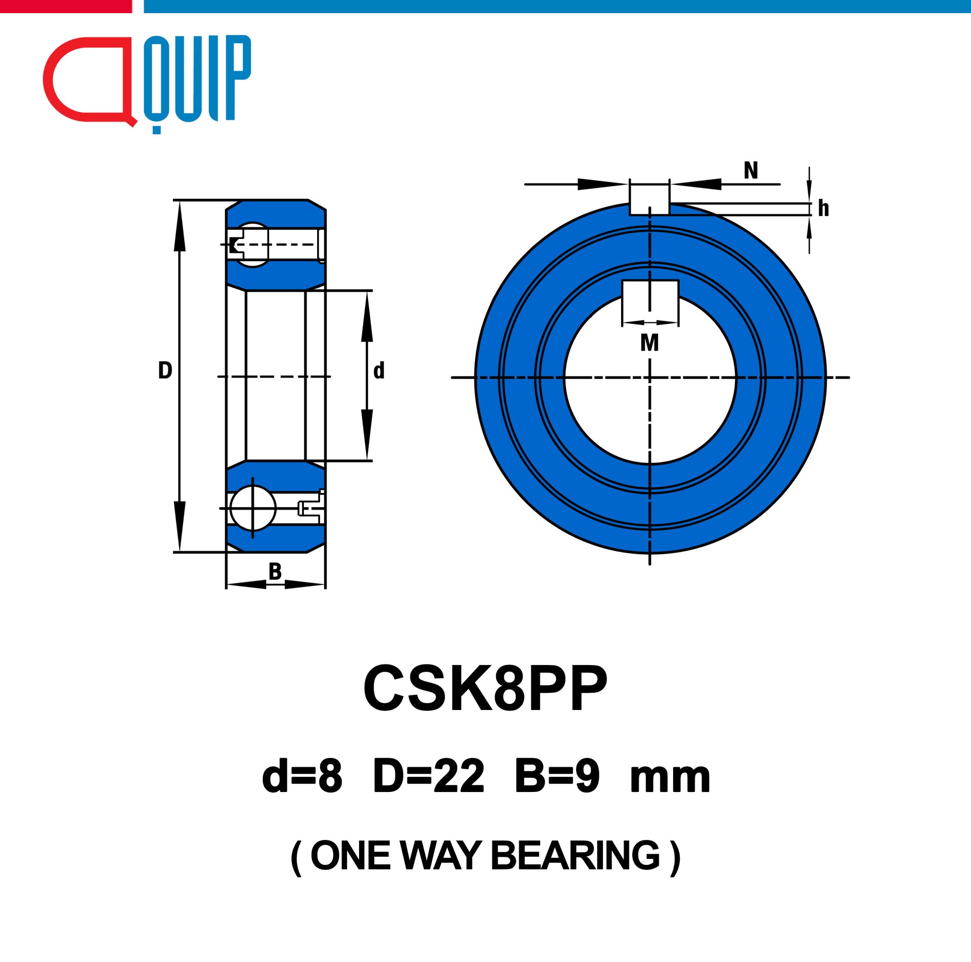 CSK8PP (CSK8) ONE WAY BEARING ตลับลูกปืนหมุนทางเดียว - aquipthai