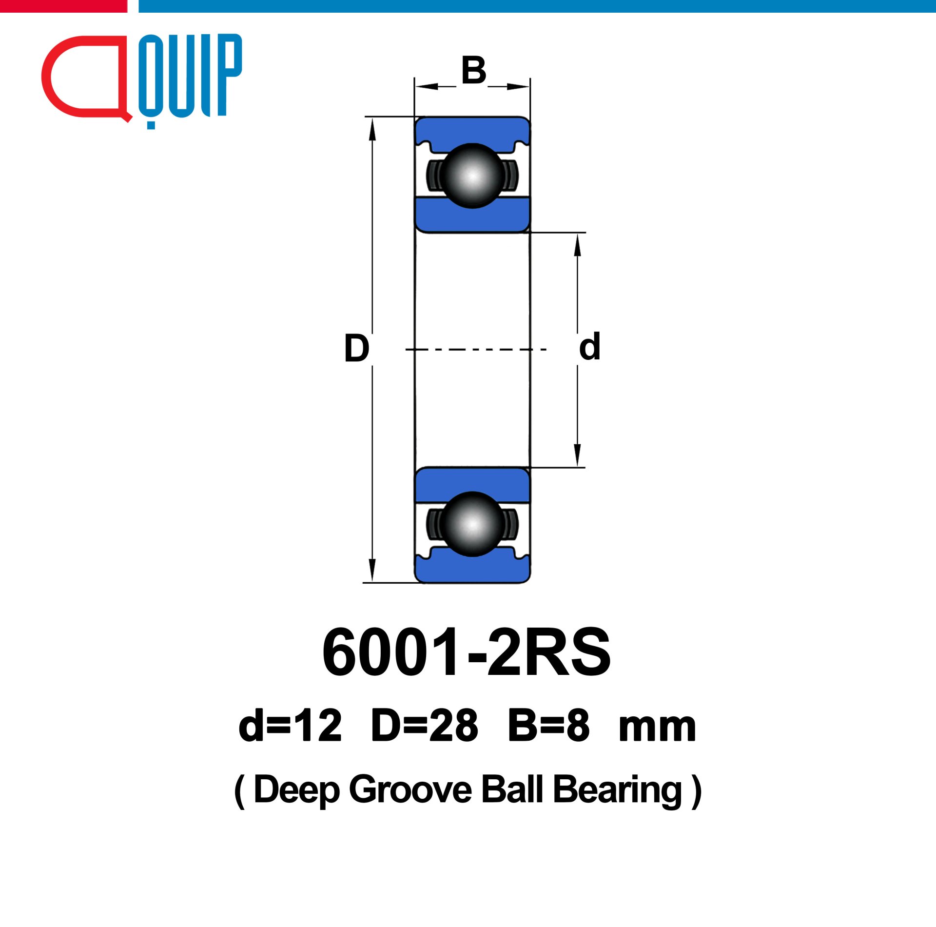 CQ (c) 6001 2RS EMQ V2/Z2 - Cuscinetto Di Precisione ABEC-3-12x28x8 Mm CQ (c) 6001 2RS EMQ V2/Z2 - Cuscinetto Di Precisione ABEC-3-12x28x8 Mm