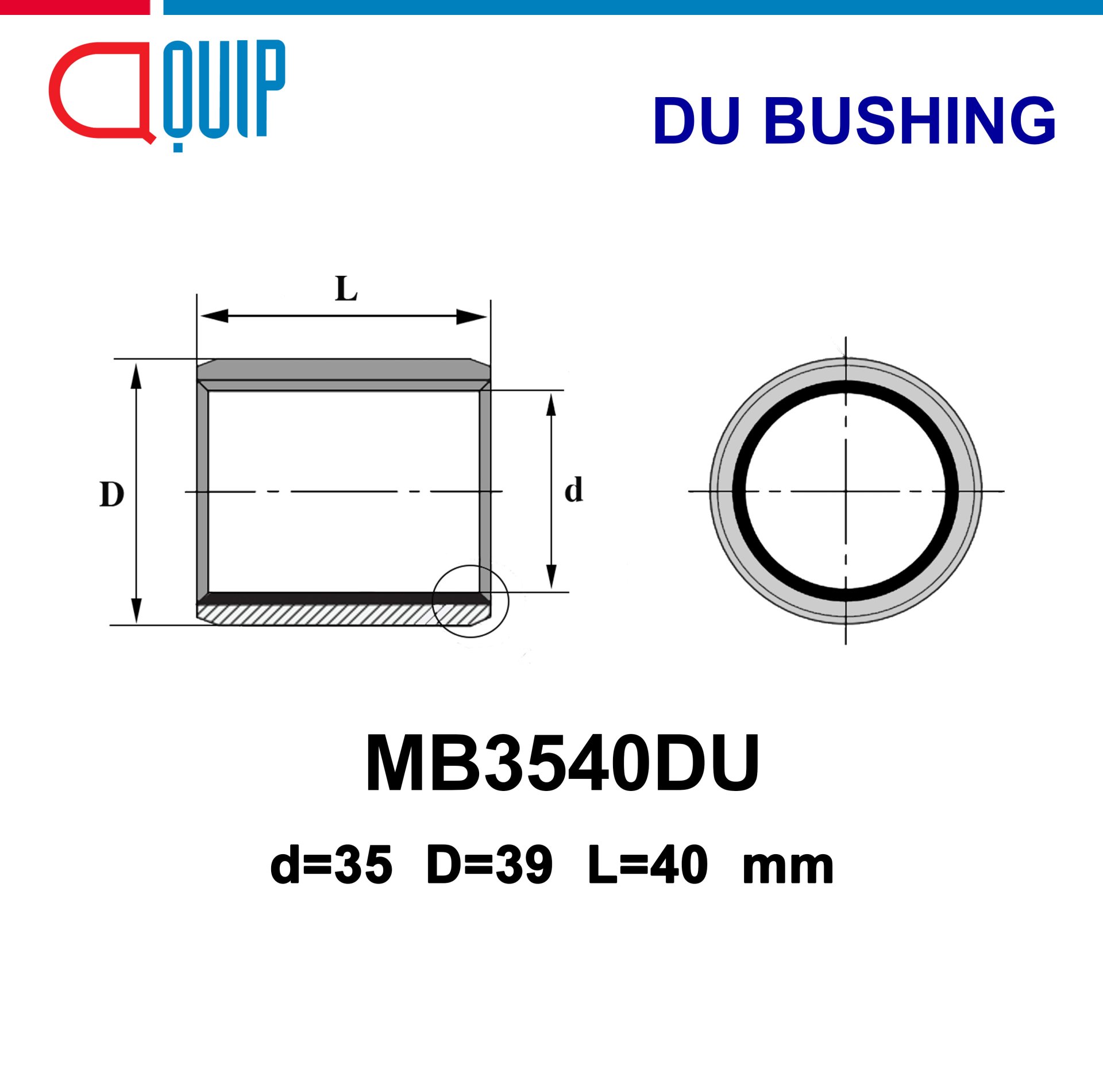MB3540DU (K5B3540) DU BUSHING บูช บูชโลหะ ผ่าข้าง ขนาด 35x39x40 mm ...