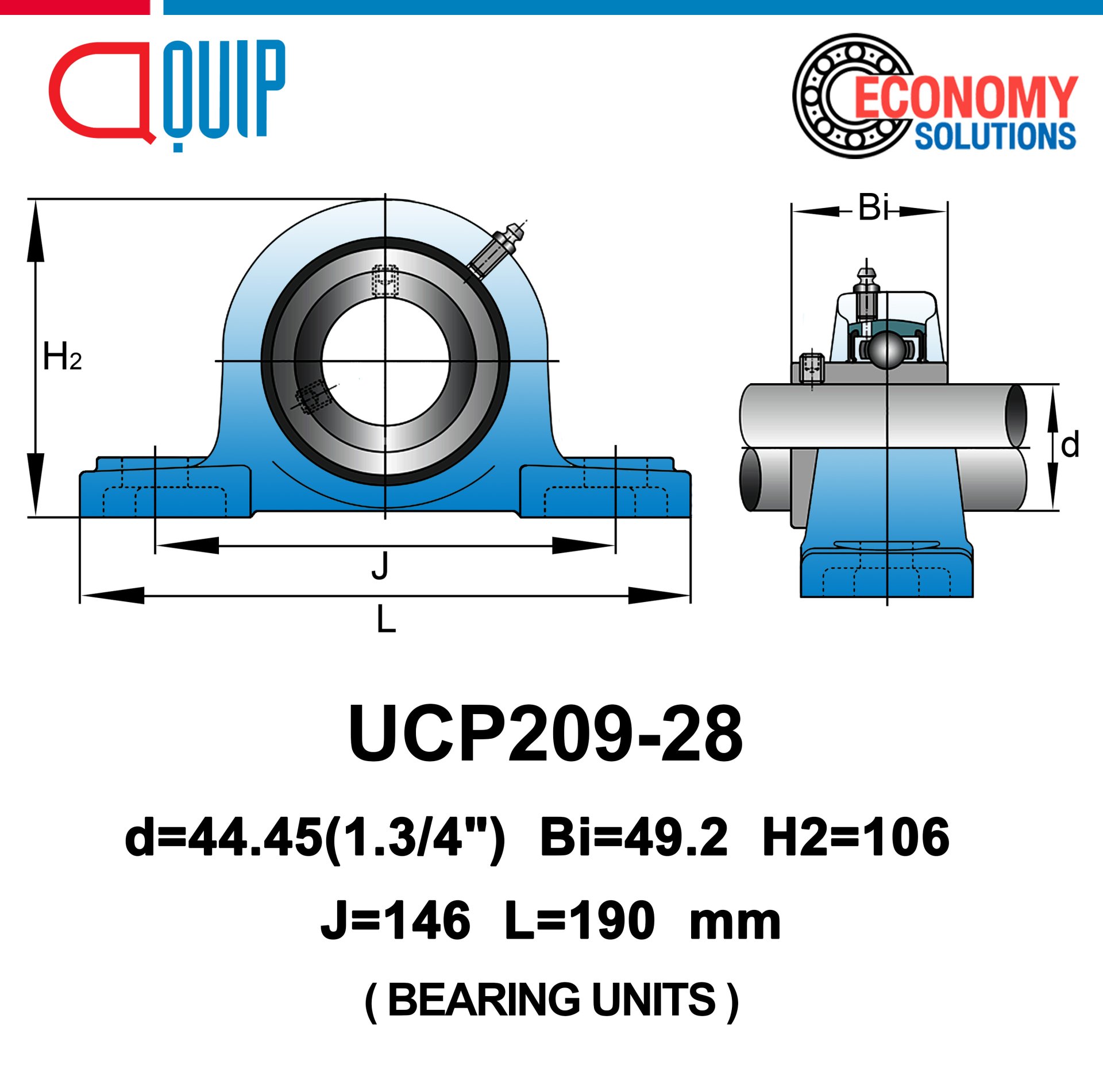 UCP209-28 ตลับลูกปืนตุ๊กตา สำหรับเพลา 1.3/4 นิ้ว BEARING UNITS UC+P ...