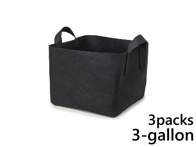 แพ็ค 3! ถุงปลูกต้นไม้แบบผ้า ขนาด 3แกลลอน ทรงสี่เหลี่ยม สูง 20ซม Smart Grow Bag 3-Gallon - Fabric Pot Square Shaped 