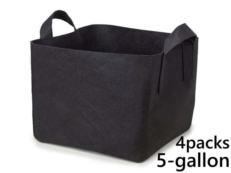 แพ็ค 4! ถุงปลูกต้นไม้แบบผ้า ขนาด 5แกลลอน ทรงสี่เหลี่ยม สูง 25ซม Smart Grow Bag 5-Gallon - Fabric Pot Square Shaped