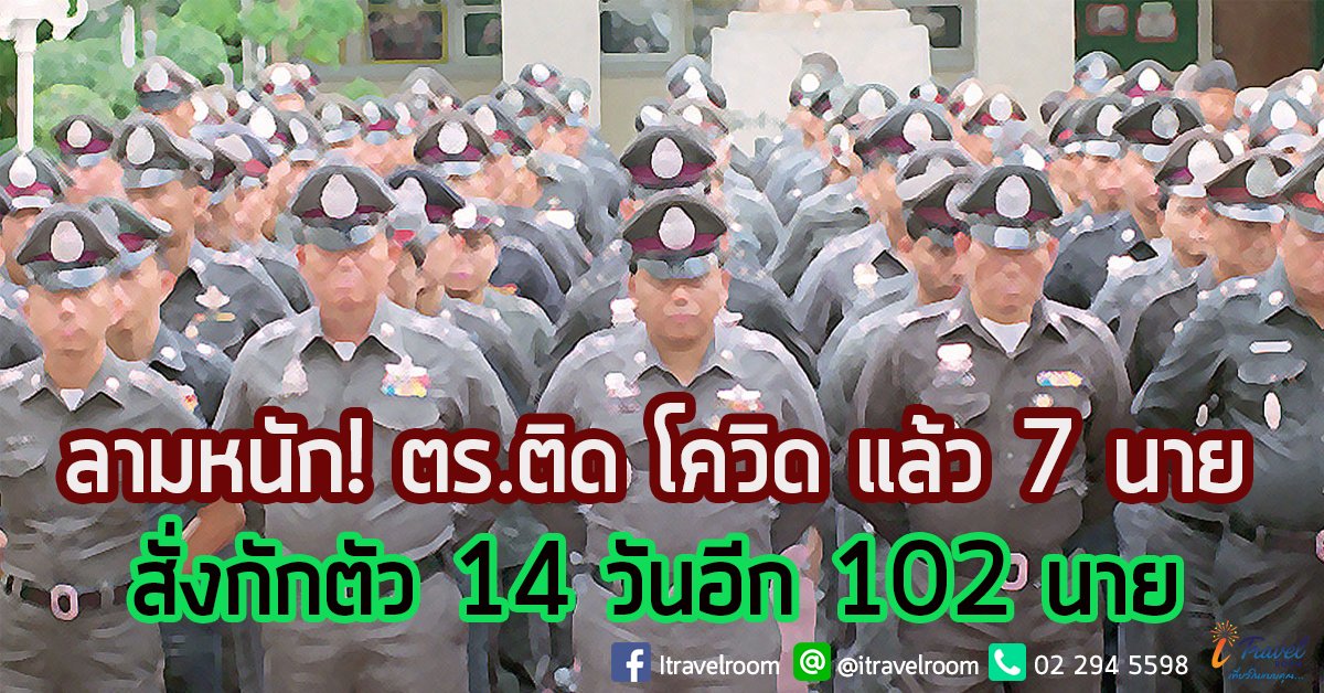 ลุกลามหนัก! ตำรวจติดโควิดแล้ว 7 นาย สั่งกักตัว 14 วันอีก 102 นาย ลุกลามหนัก! ตำรวจติดโควิดแล้ว 7 นาย สั่งกักตัว 14 วันอีก 102 นาย