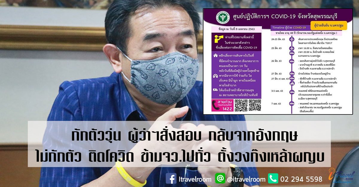 กักตัววุ่น! ผู้ว่าฯสั่งสอบ กลับจากอังกฤษ ไม่กักตัว ติดโควิด ข้ามจว.ไปทั่ว ตั้งวงก๊งเหล้าผญบ. กักตัววุ่น! ผู้ว่าฯสั่งสอบ กลับจากอังกฤษ ไม่กักตัว ติดโควิด ข้ามจว.ไปทั่ว ตั้งวงก๊งเหล้าผญบ.