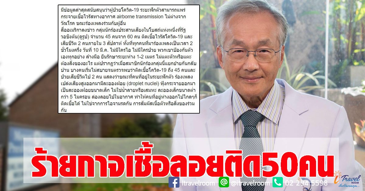 หมอมนูญ เผยข้อมูลล่าสุด พบเชื้อโควิดฟักตัวในอากาศ มีชีวิตถึง3ชม. ลอยติด50-60คน หมอมนูญ เผยข้อมูลล่าสุด พบเชื้อโควิดฟักตัวในอากาศ มีชีวิตถึง3ชม. ลอยติด50-60คน