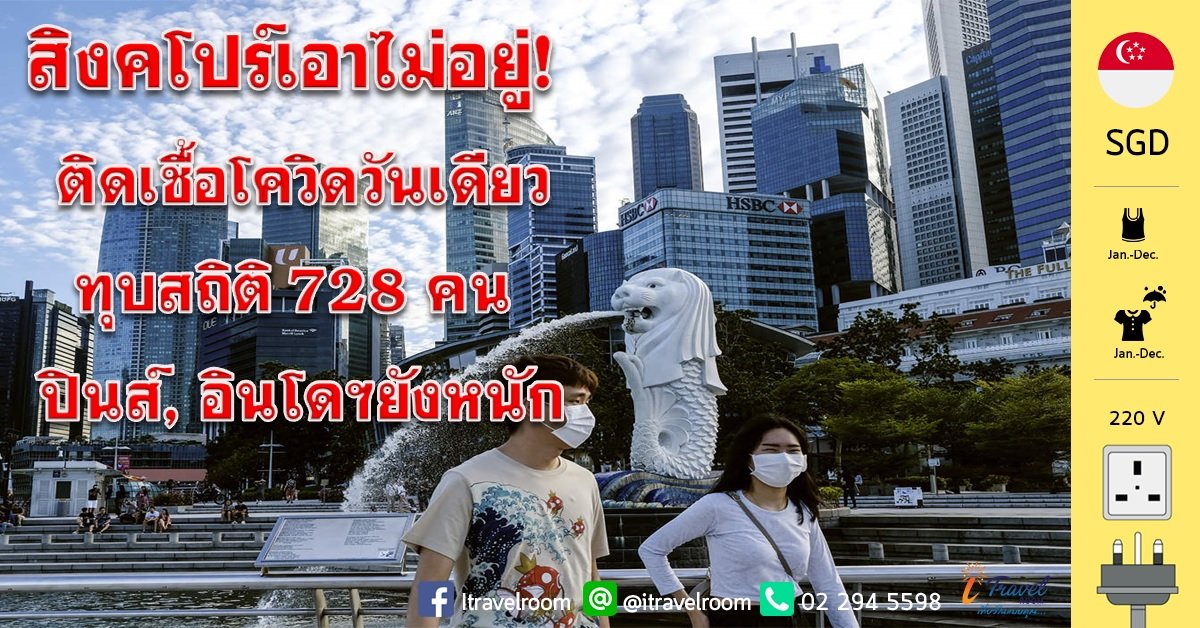 สิงคโปร์เอาไม่อยู่! ติดเชื้อโควิดวันเดียวทุบสถิติ 728 คน ปินส์, อินโดฯยังหนัก