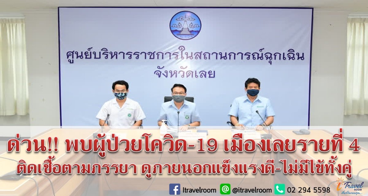 ด่วน!! พบผู้ป่วยโควิด-19 เมืองเลยรายที่ 4 ติดเชื้อตามภรรยา ดูภายนอกแข็งแรงดี-ไม่มีไข้ทั้งคู่ ด่วน!! พบผู้ป่วยโควิด-19 เมืองเลยรายที่ 4 ติดเชื้อตามภรรยา ดูภายนอกแข็งแรงดี-ไม่มีไข้ทั้งคู่
