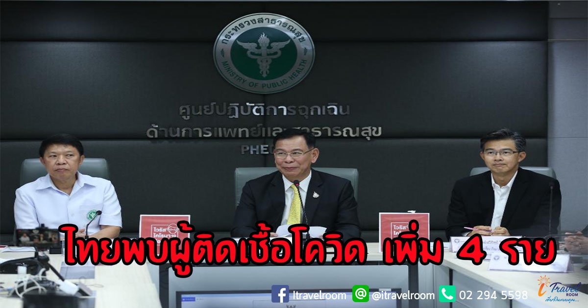สธ.แถลงพบผู้ป่วยโควิด-19 เพิ่ม 4 คน มาจากอิตาลีและอิหร่าน รวมผู้ป่วยสะสม 47 ราย สธ.แถลงพบผู้ป่วยโควิด-19 เพิ่ม 4 คน มาจากอิตาลีและอิหร่าน รวมผู้ป่วยสะสม 47 ราย