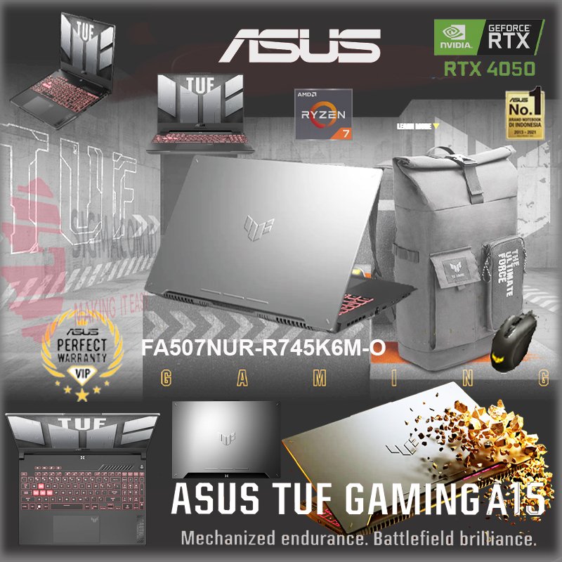 Asus TUF Gaming A15 FA507NUR-R745K6M-OM [R7-7435HS|RTX 4050|SSD 512GB|Win11|OHS21+365]
