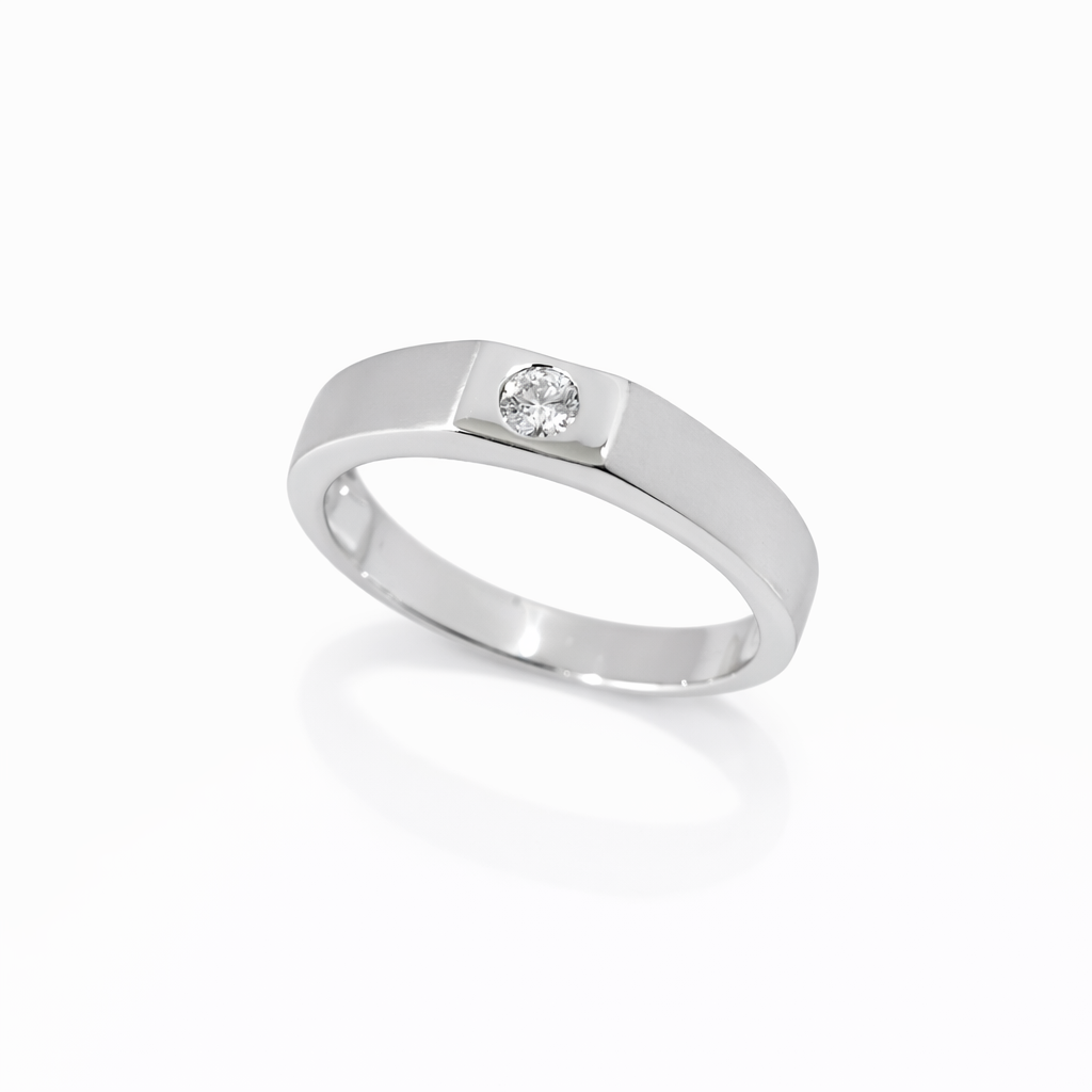Ring 9K  White gold with Round Diamond