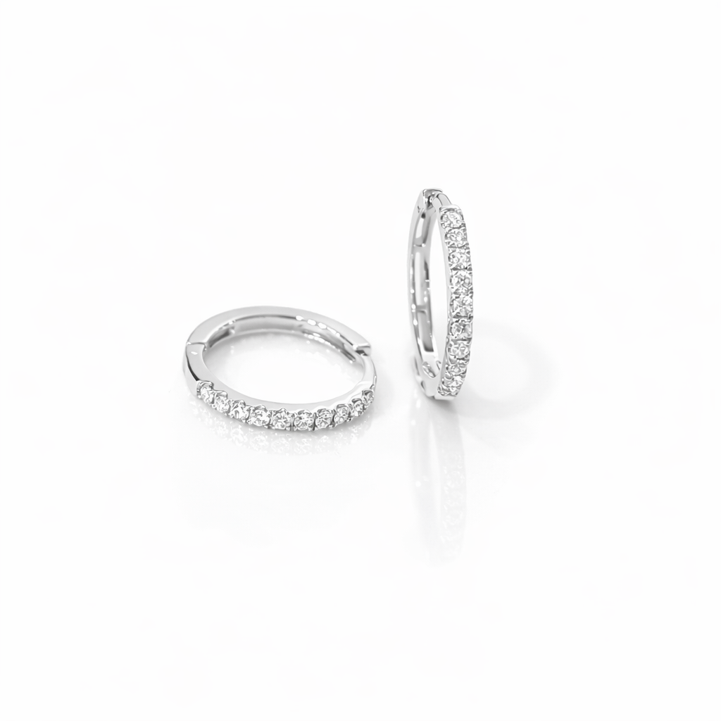 Earrings 18K  White gold with Round Diamond