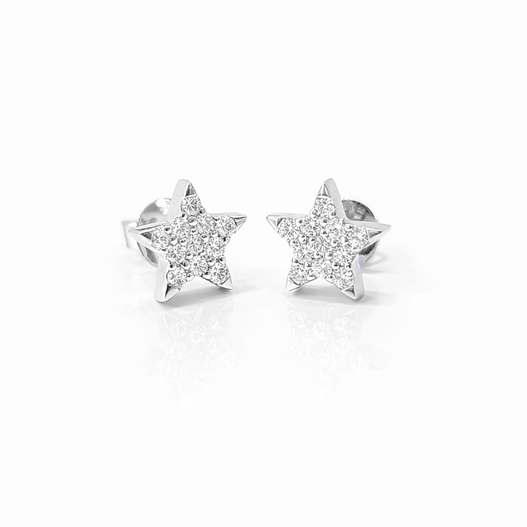 Earrings 18K  White gold with Round Diamond