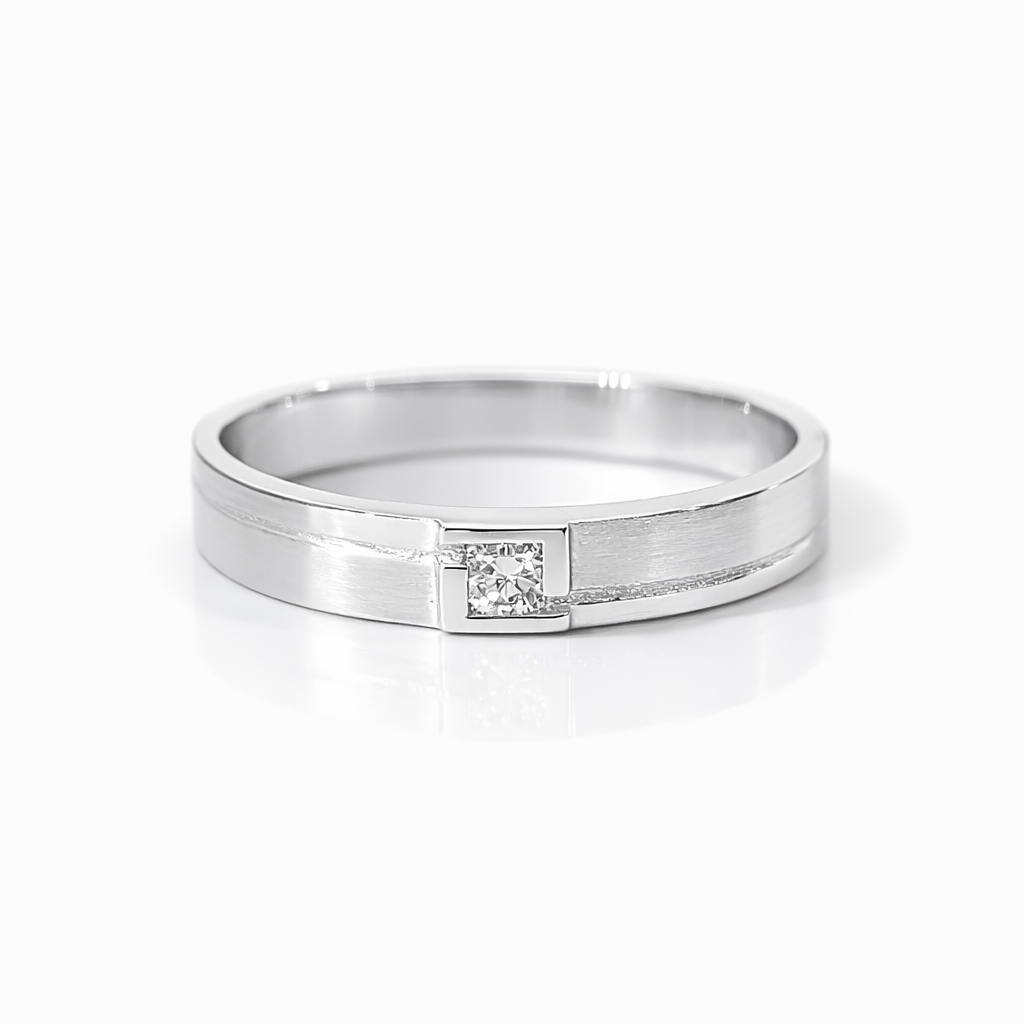 Ring 18K  White Gold with Round Diamond