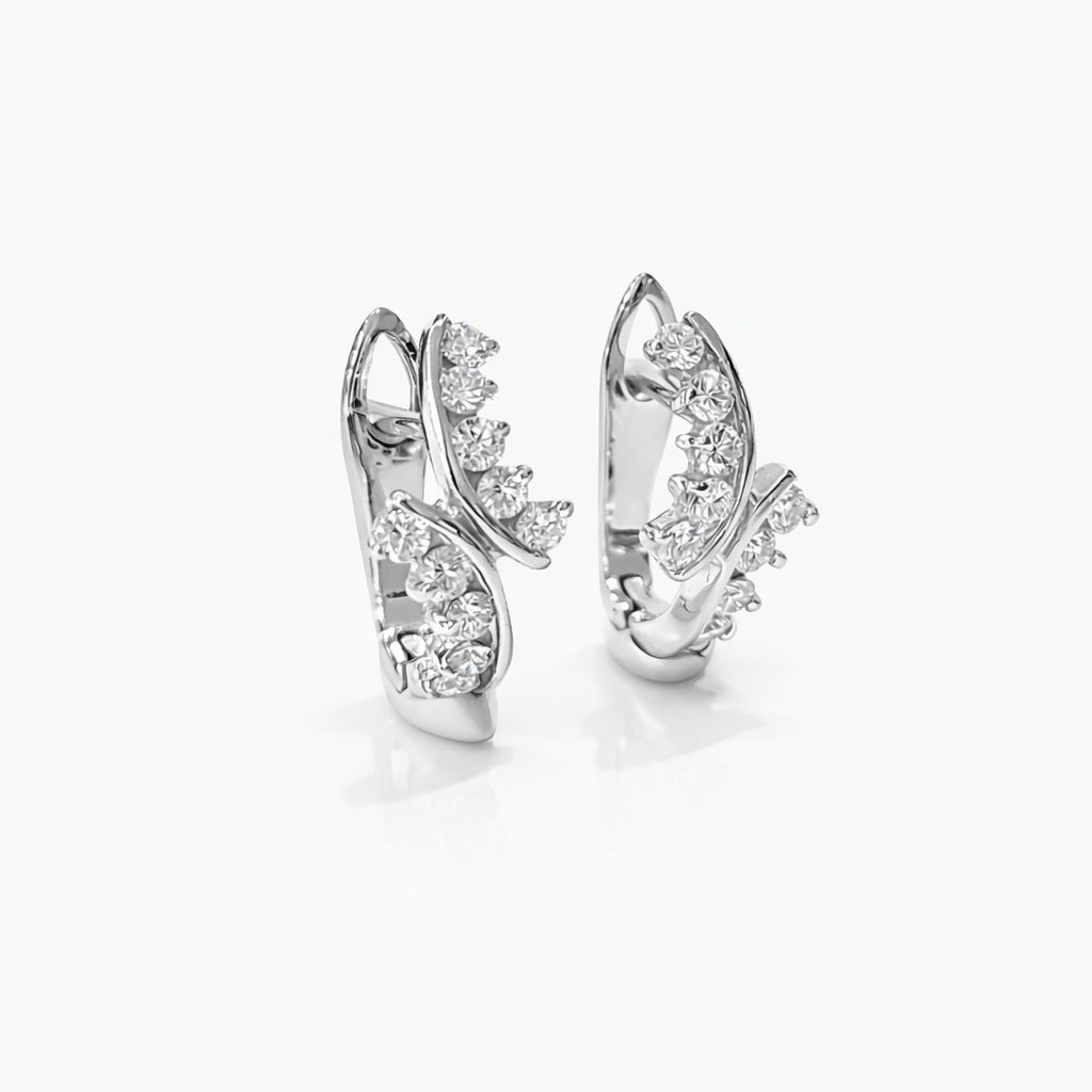 Earrings 18K  White gold with Round Diamond