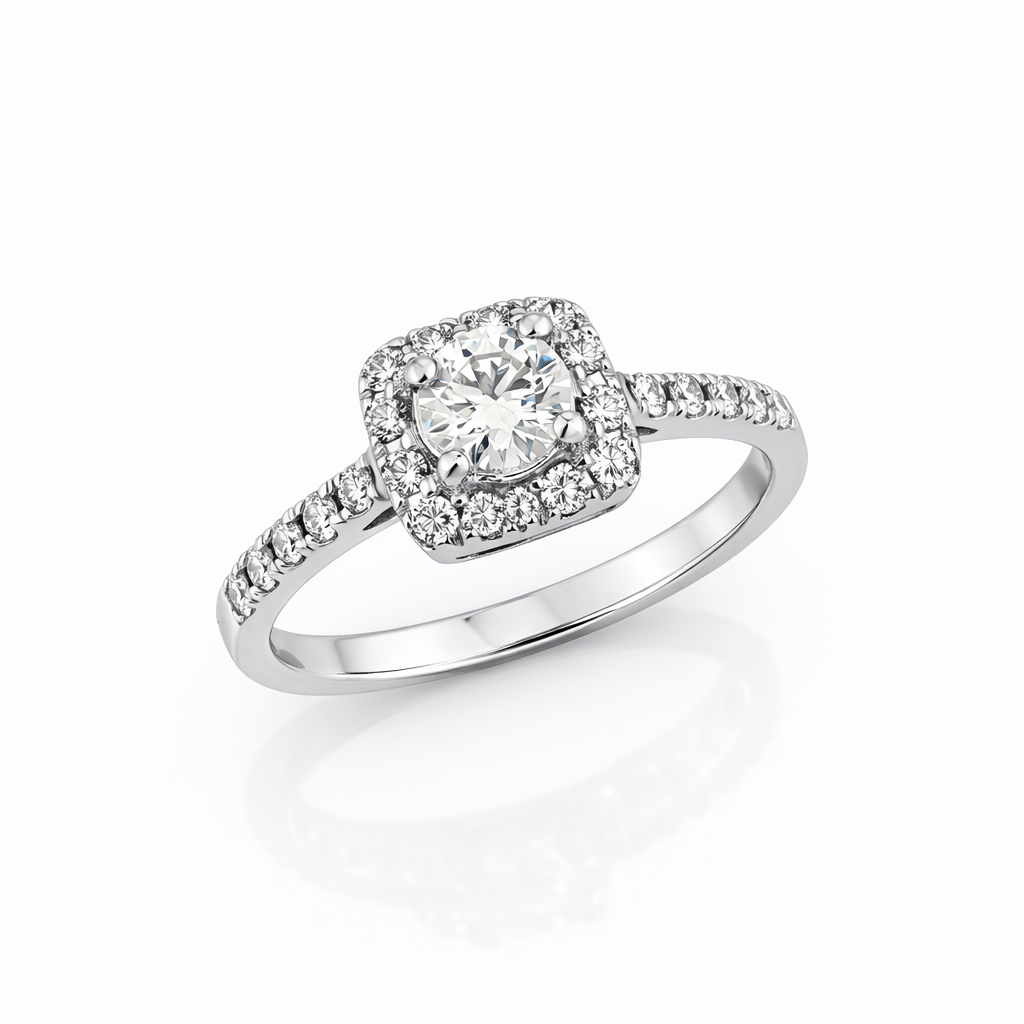 Ring 18K  white gold with Round  Diamond