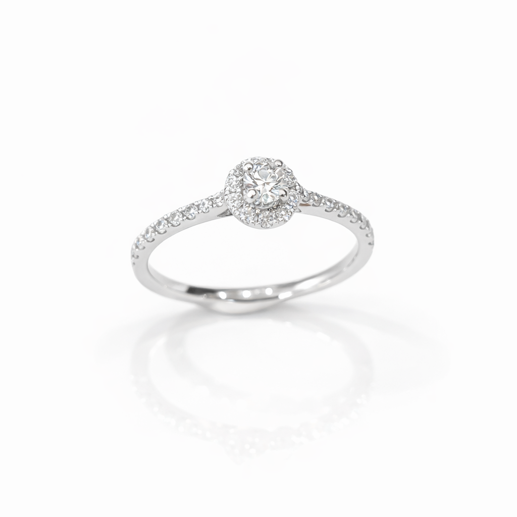Ring 18K  White gold with Round Diamond