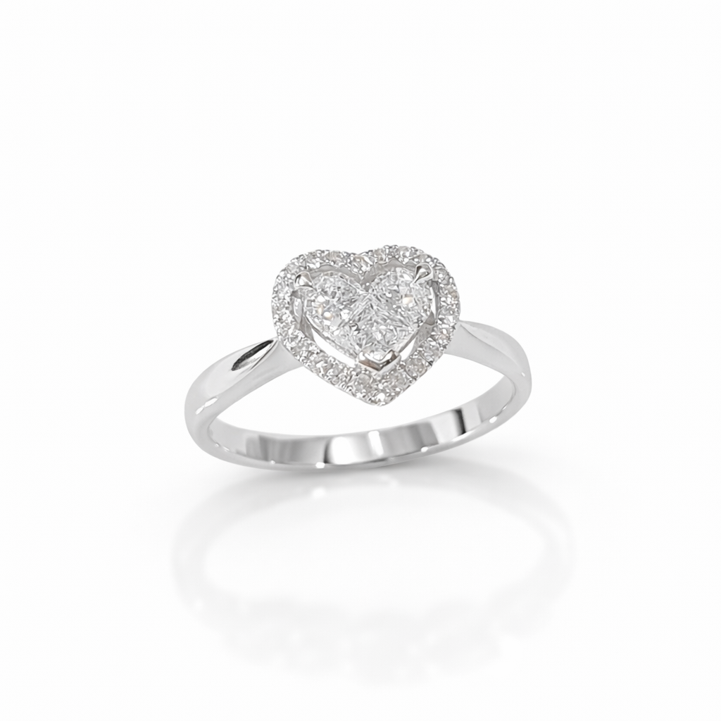 Ring 18K  White Gold with Round Diamond