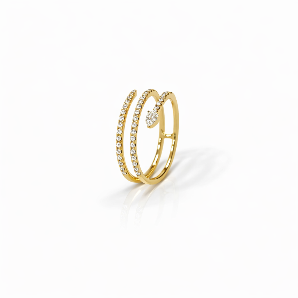 Ring 18K  Yellow Gold with Round/Pear Diamond