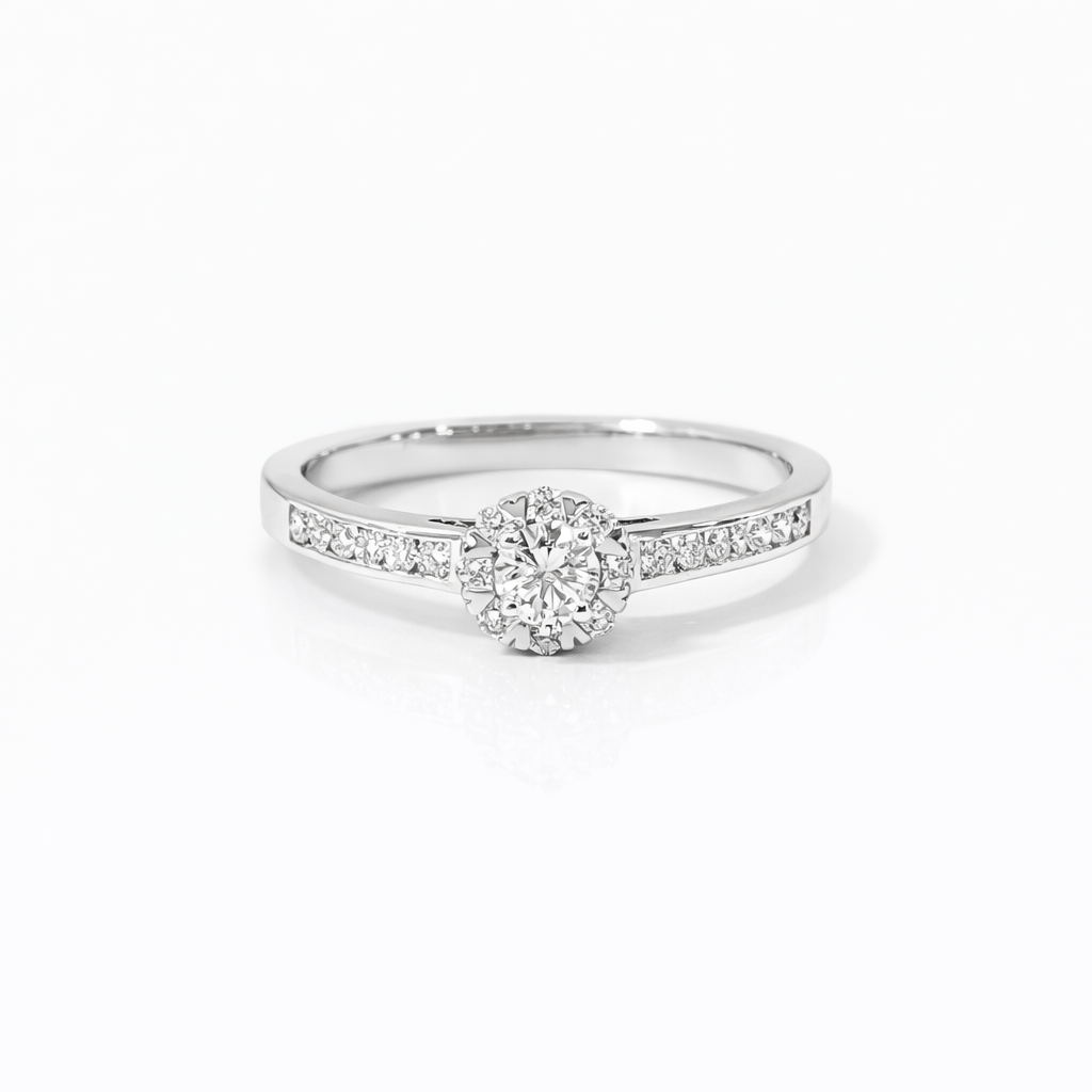 Ring 18K White Gold with Round Diamond
