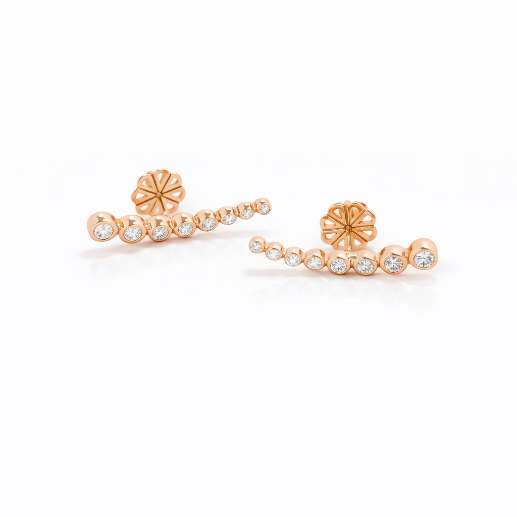 Earrings 18K  Rose gold with Round Diamond