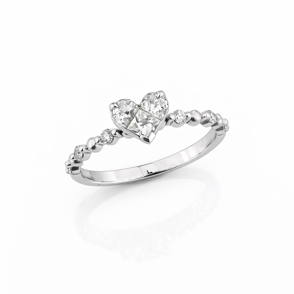 Ring 18K  White Gold with Round Diamond