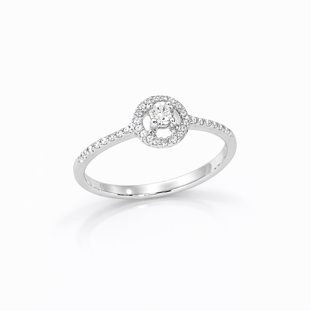 Ring 18K  white gold with Round  Diamond